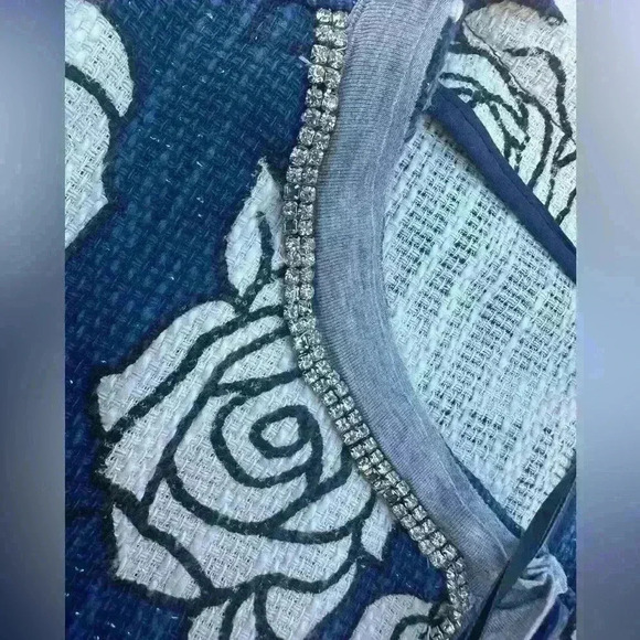 MONNALISA JAKIOO Size women  M Sleeveless Blue Floral Roses Neoprene Blazer $355 - Picture 5 of 12